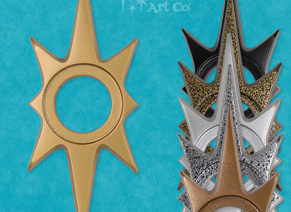 10-inch Atomic Starburst Doorknob Escutcheon in cast aluminum with a dramatic 1950s-inspired starburst silhouette.