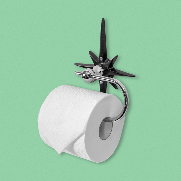 Atomic Starburst European-Style Toilet Paper Holder — Midnight Star Edition