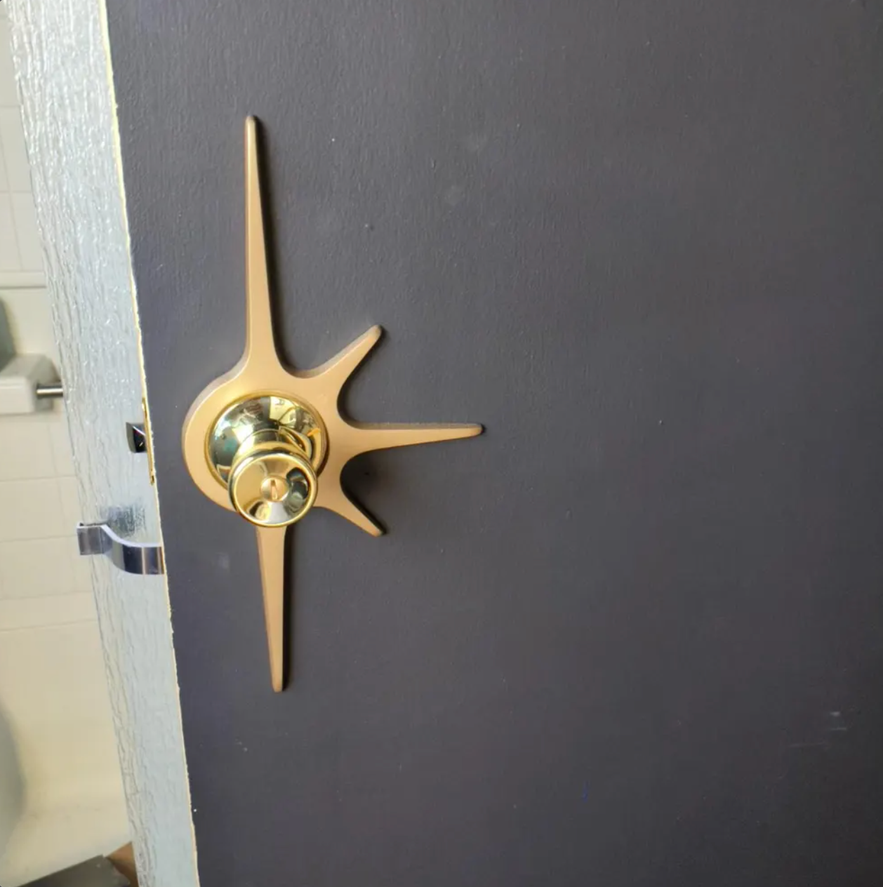 Atomic Starburst Doorknob Escutcheon Backplate "Rising Sun"