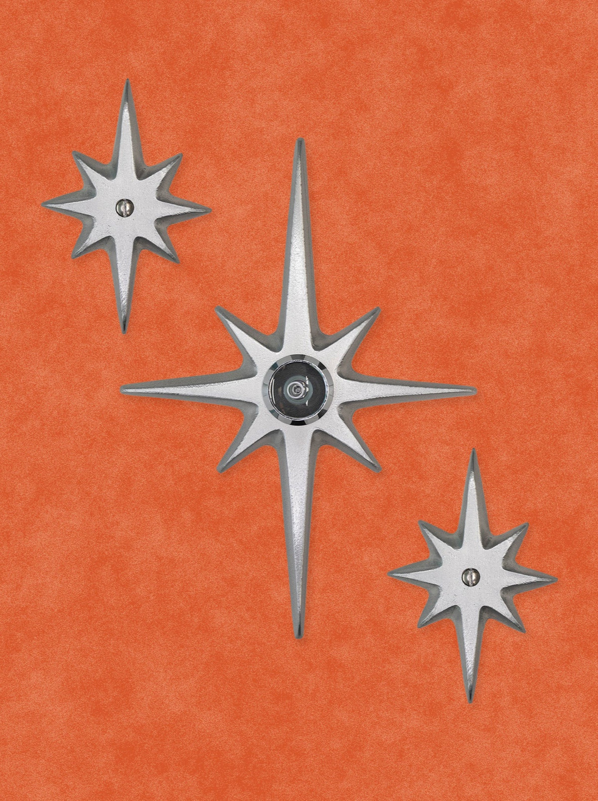 Atomic Starburst Door Trio — 7½-Inch Center Star