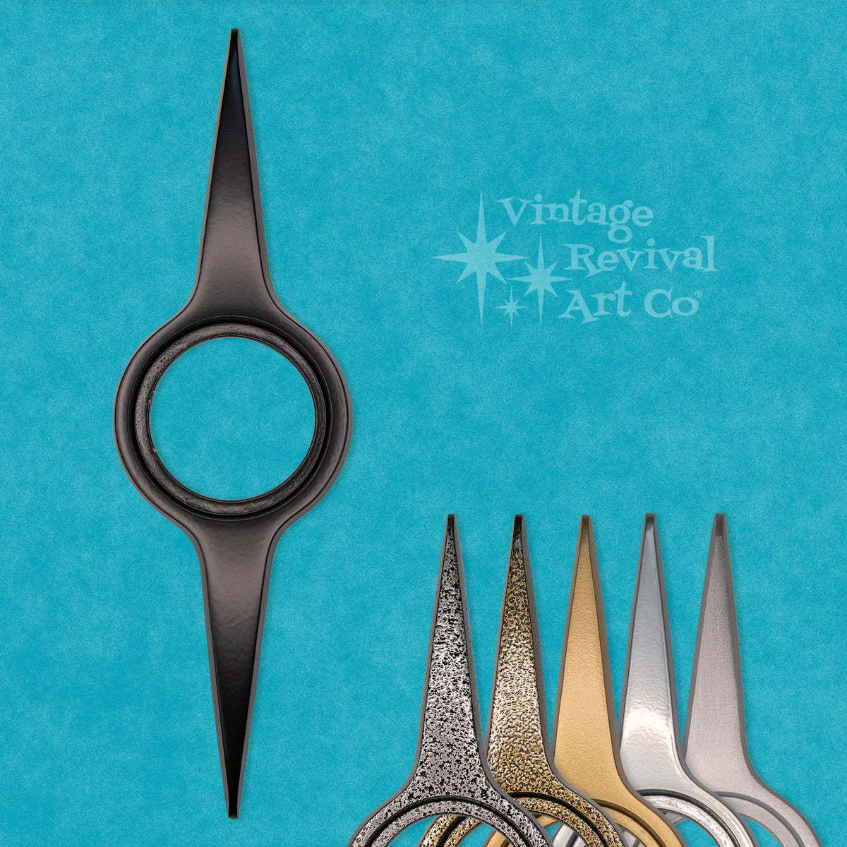 Zenith Atomic Doorknob Escutcheon in cast aluminum with sweeping spires and a rounded center, inspired by Mid-Century Modern design.