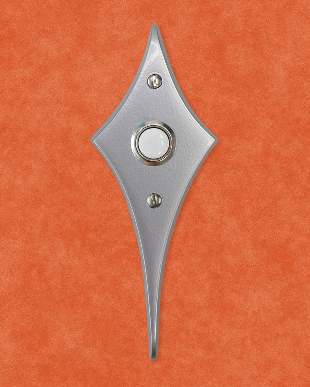 Comet Doorbell Button in solid aluminum with illuminated LED pushbutton.