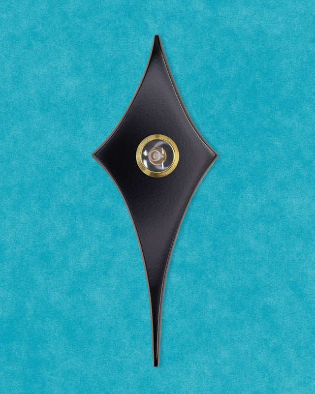Matte black Comet Peephole Viewer with contrasting metallic lens.