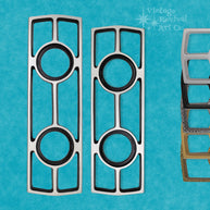 Ambassador Double Doorknob Escutcheon in aluminum with an elongated mid-century design for a door with a separate deadbolt and doorknob.